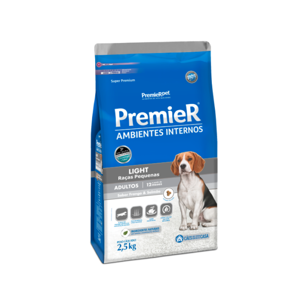 Ração PremieR Ambientes Internos Light para Cães Adultos Frango e Salmão 2,5Kg