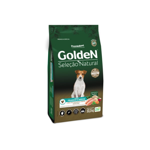 Ração Golden Seleção Natural Mini Bits para Cães Adultos de Raças Pequenas Frango e Arroz 10,1Kg