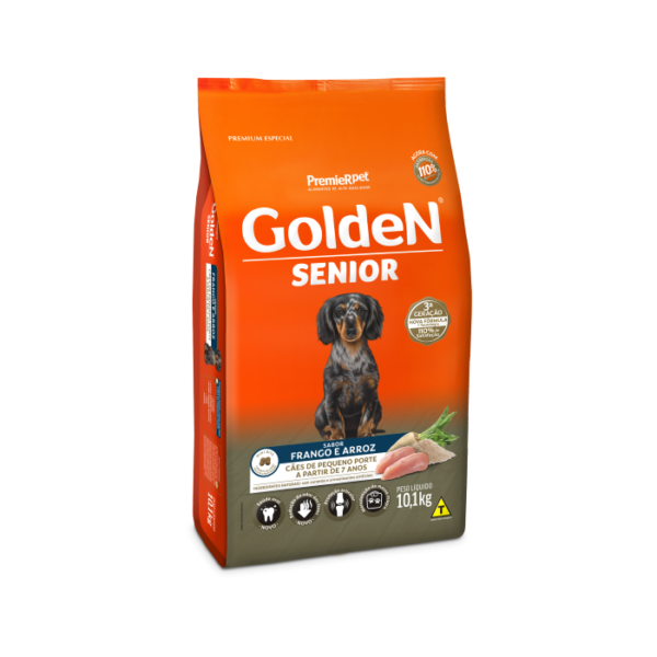 Ração Golden Fórmula Mini Bits Senior para Cães Adultos de Pequeno Porte Frango e Arroz 10Kg