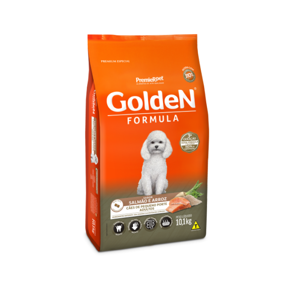 Ração Golden Fórmula Mini Bits para Cães Adultos de Pequeno Porte Salmão e Arroz 10,1Kg