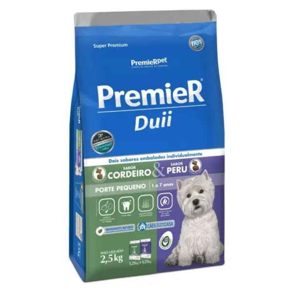 Ração PremieR Ambientes Internos Duii Cordeiro e Peru para Cães Adultos Raças Pequenas 2,5Kg