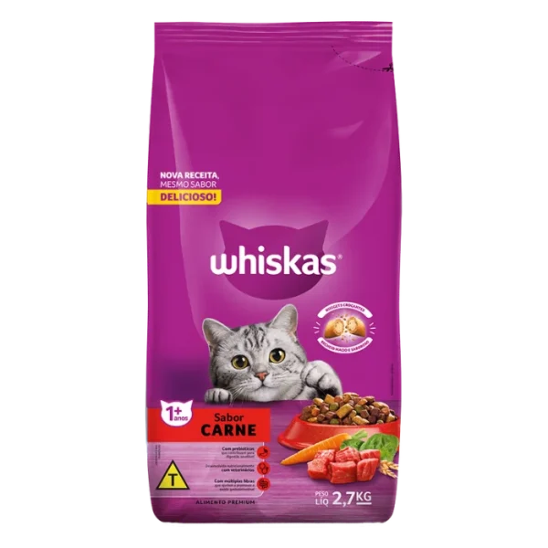 Ração Whiskas Gatos Adultos Carne 2.7kg